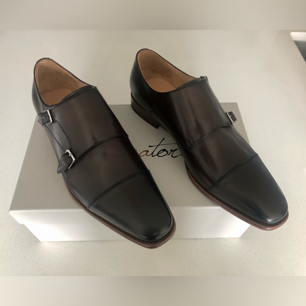 Double Monk Strap Leather Shoes (Curo T. More) M 9.5. NEW/UNWORN